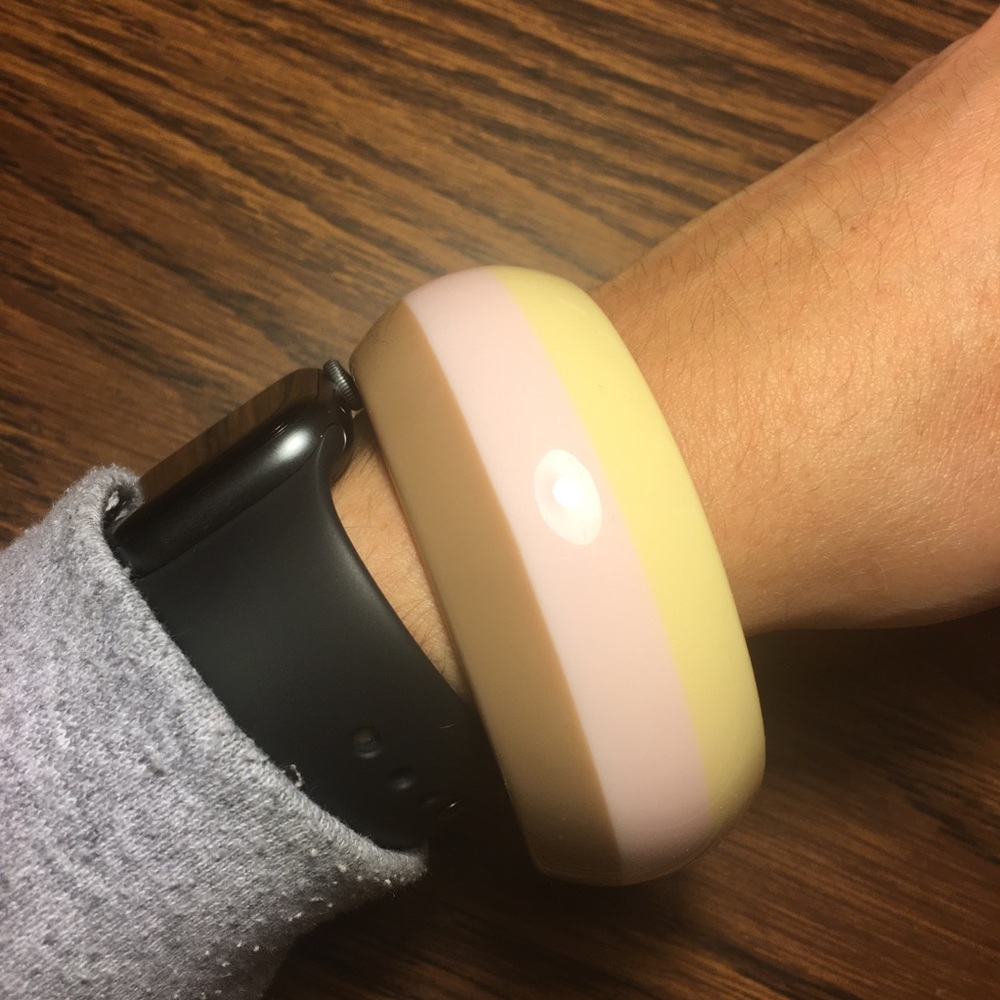 GAP Wide Resin Bangle in Pastel Yellow, Pink and Cream